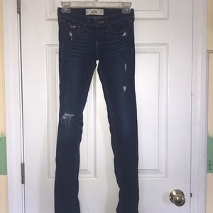 ripped dark wash hollister jeans
